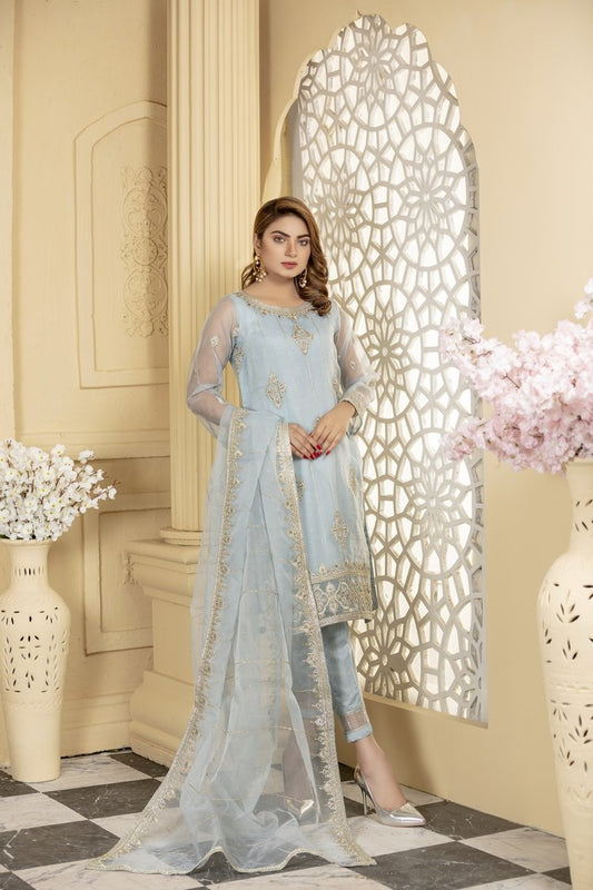 Ellena - 3-PC Stitched Organza Suit