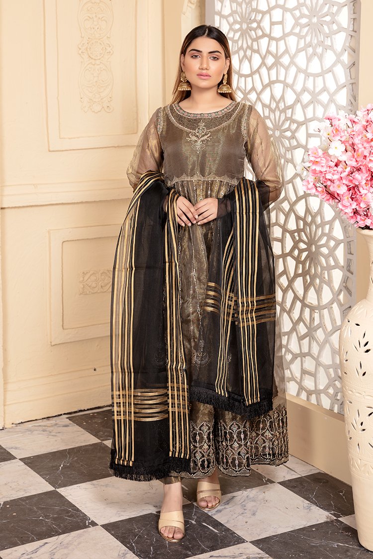 Ellena - 3-PC Stitched Organza Suit