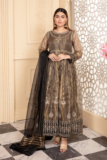 Ellena - 3-PC Stitched Organza Suit