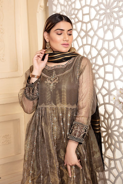 Ellena - 3-PC Stitched Organza Suit