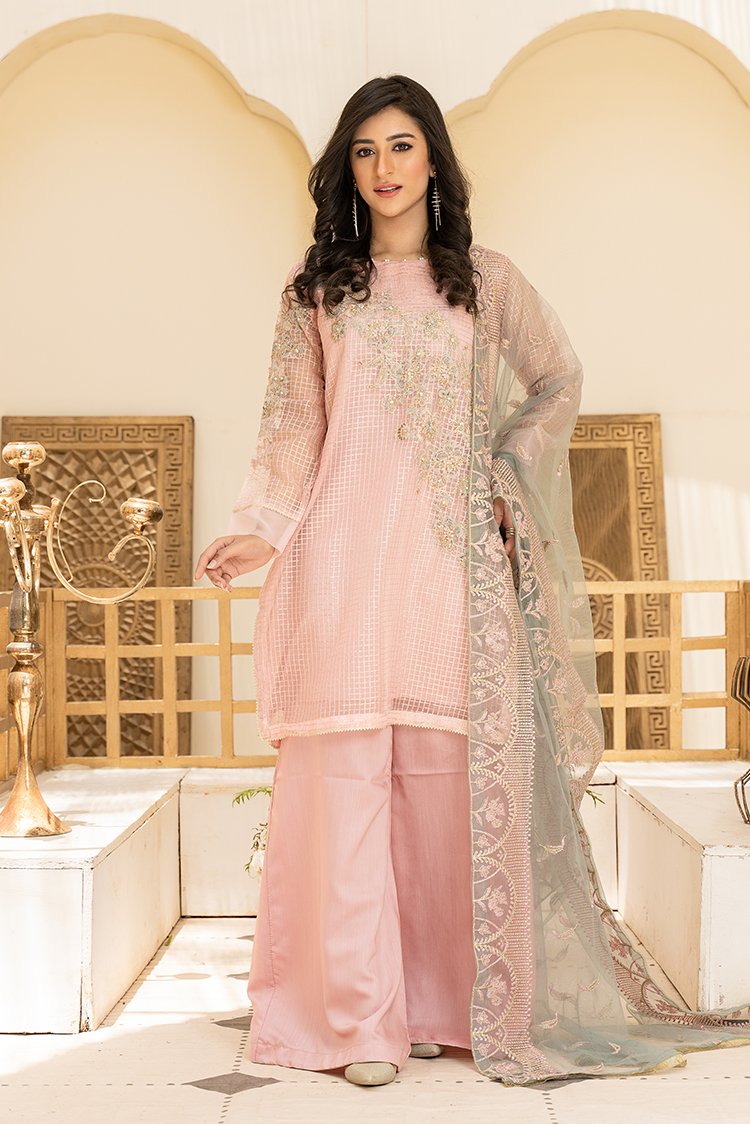 Ellena - 3-PC Stitched Organza Suit