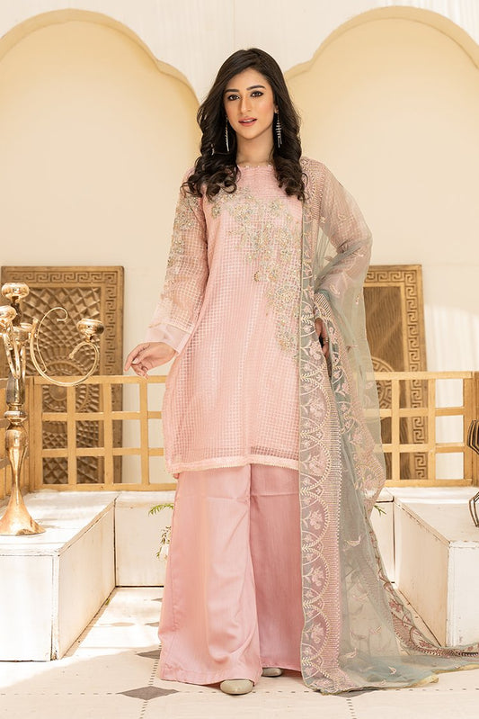 Ellena - 3-PC Stitched Organza Suit