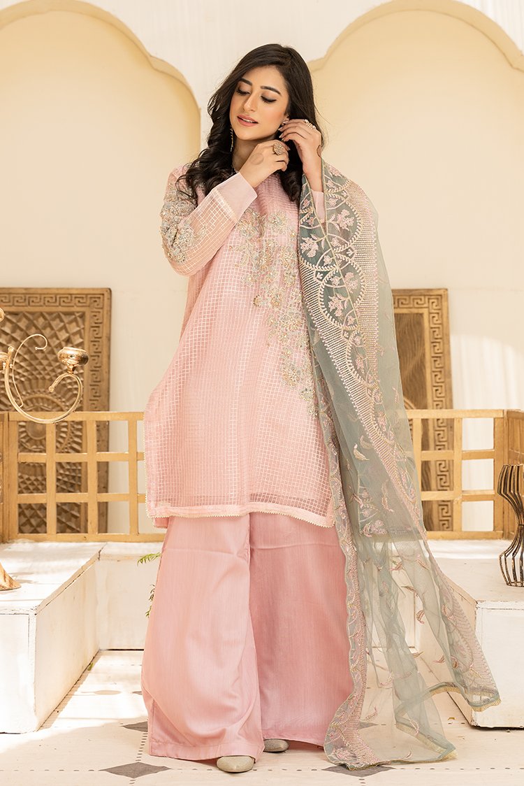 Ellena - 3-PC Stitched Organza Suit