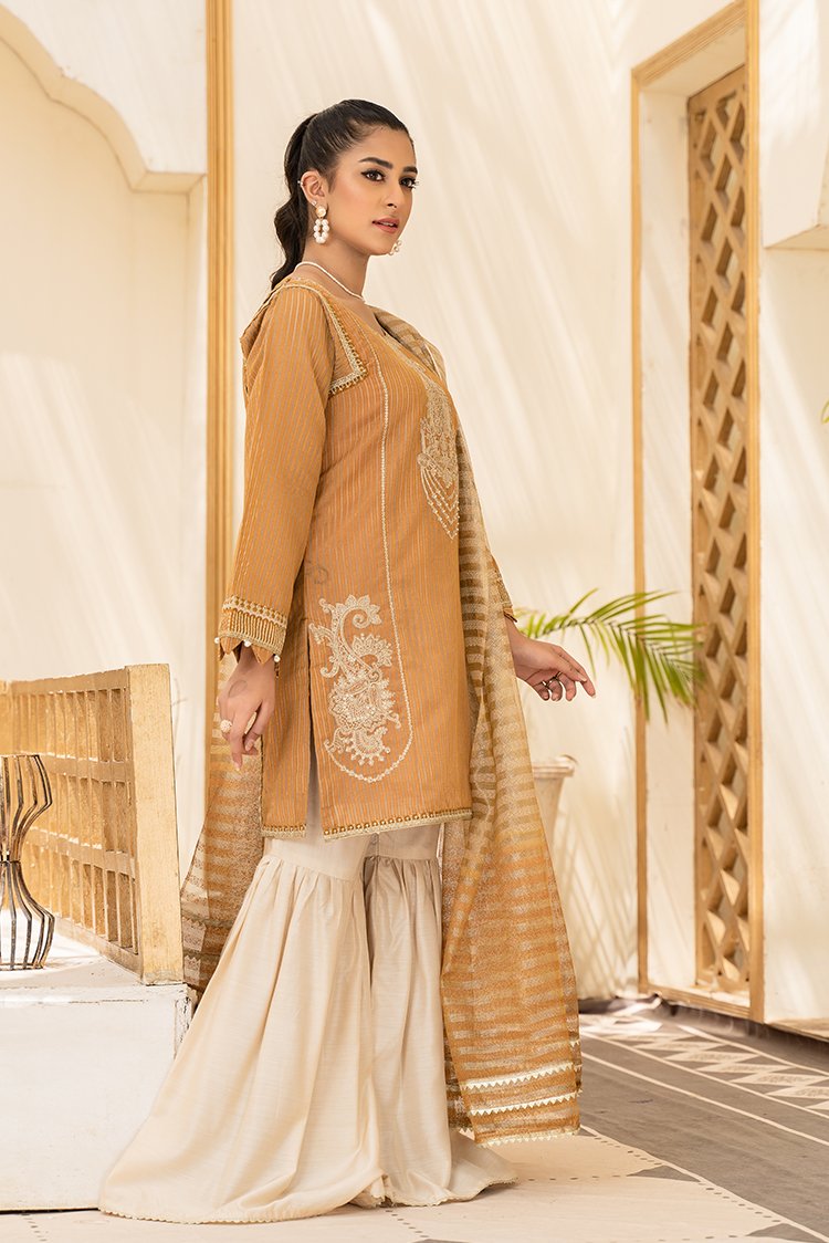 Ellena - 3-PC Stitched Organza Suit