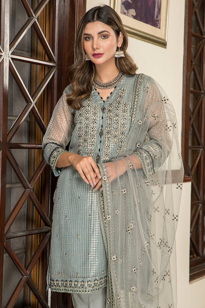 Ellena - 3-PC Stitched Organza Suit