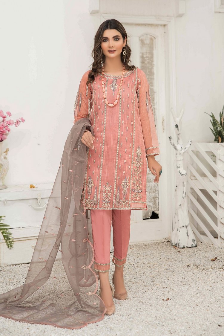 Ellena - 3-PC Stitched Cotton Net Suit