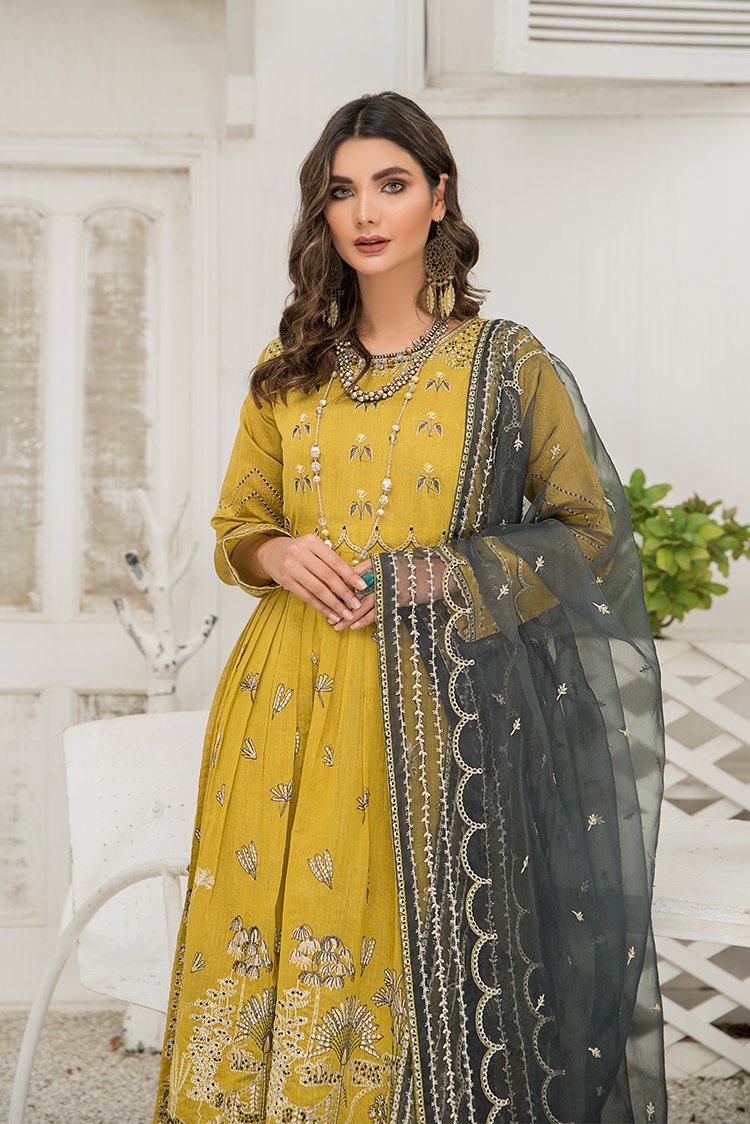 Ellena - 3-PC Stitched Paper Cotton Suit