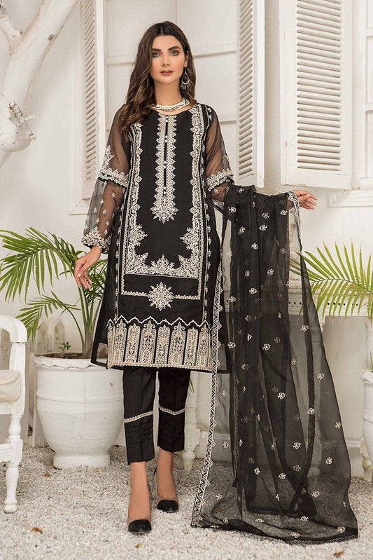 Ellena - 3-PC Stitched Organza Suit