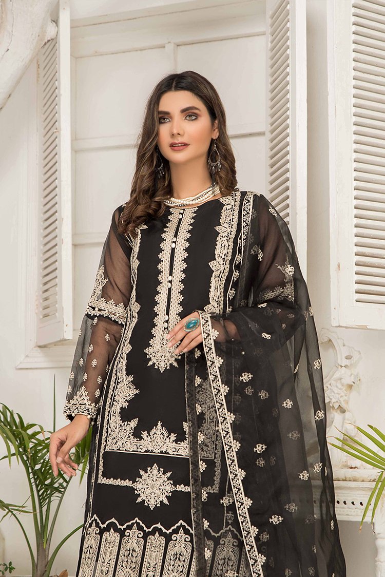 Ellena - 3-PC Stitched Organza Suit