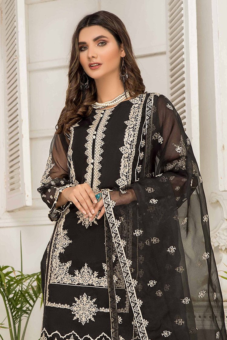 Ellena - 3-PC Stitched Organza Suit