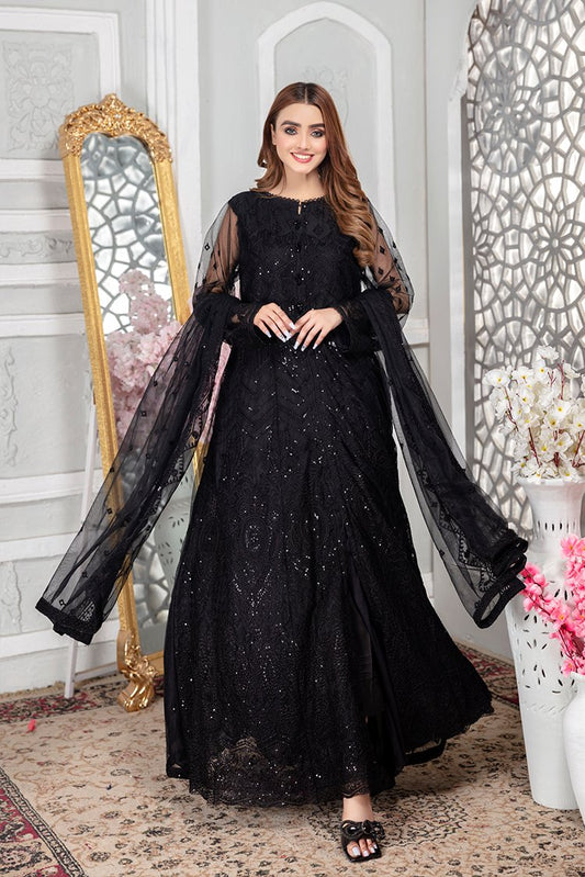 Ellena - Embroidered Net Maxi Dress