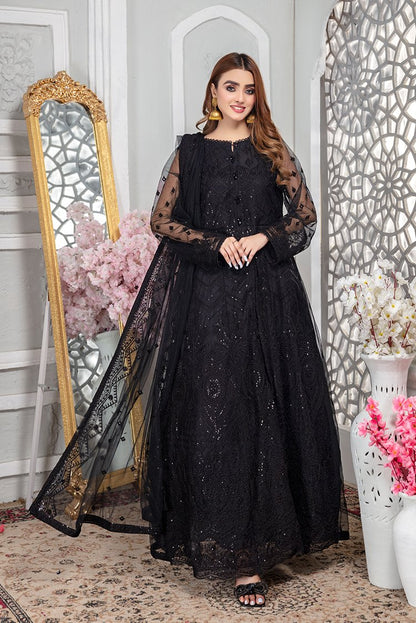 Ellena - Embroidered Net Maxi Dress