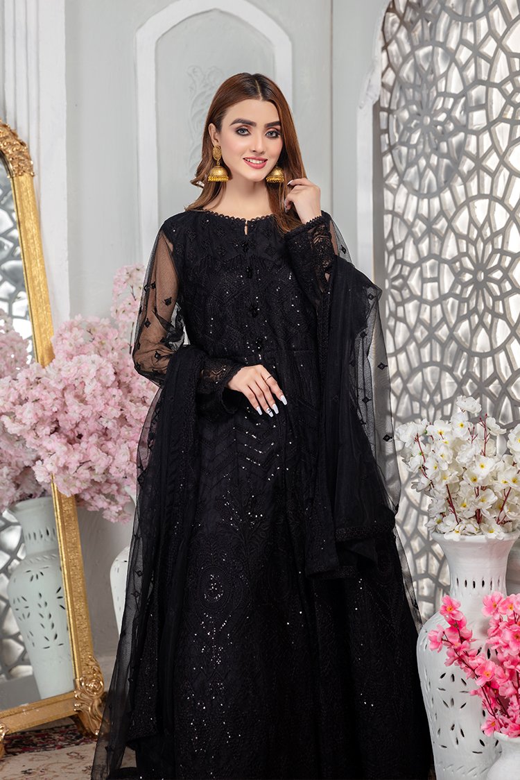 Ellena - Embroidered Net Maxi Dress