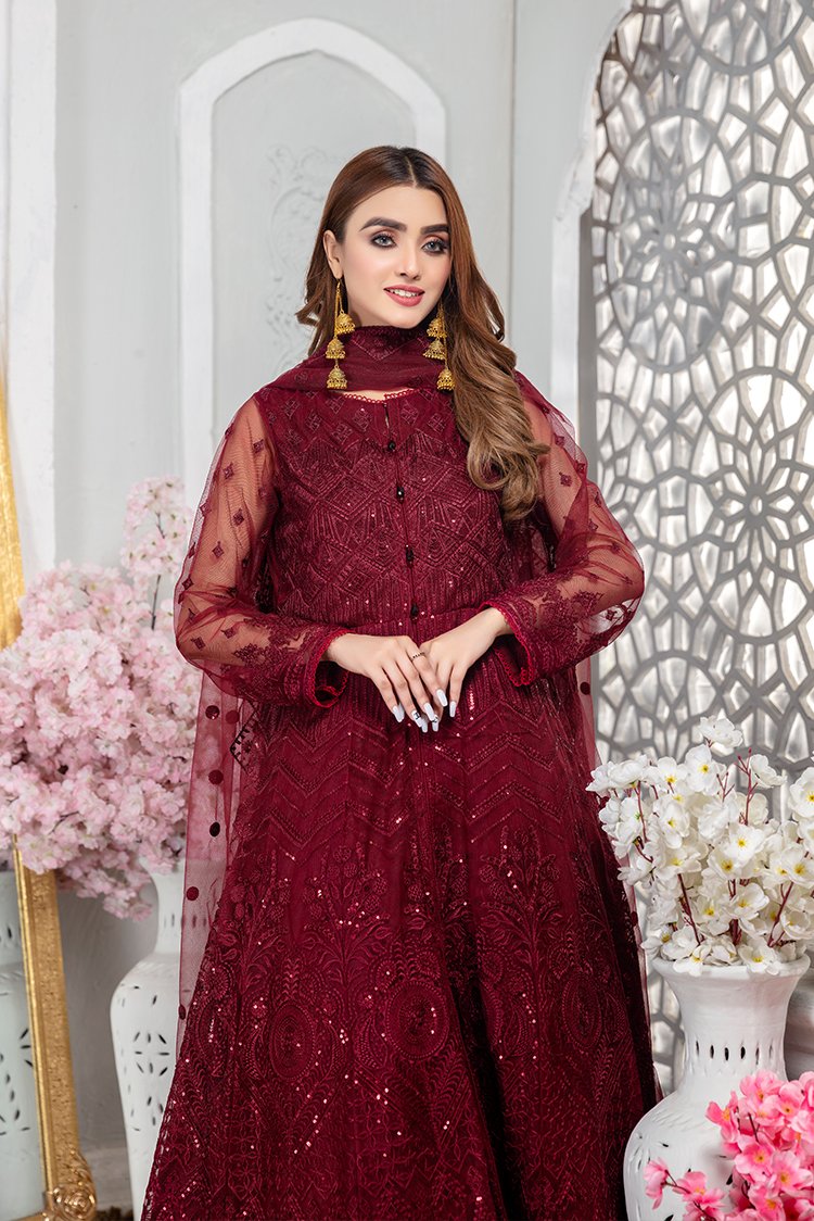 Ellena - Embroidered Net Maxi Dress