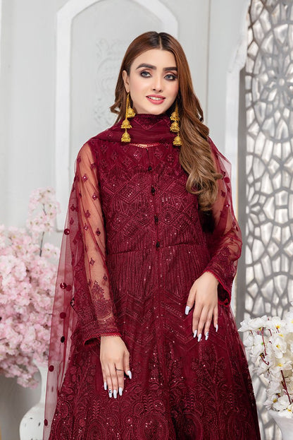 Ellena - Embroidered Net Maxi Dress