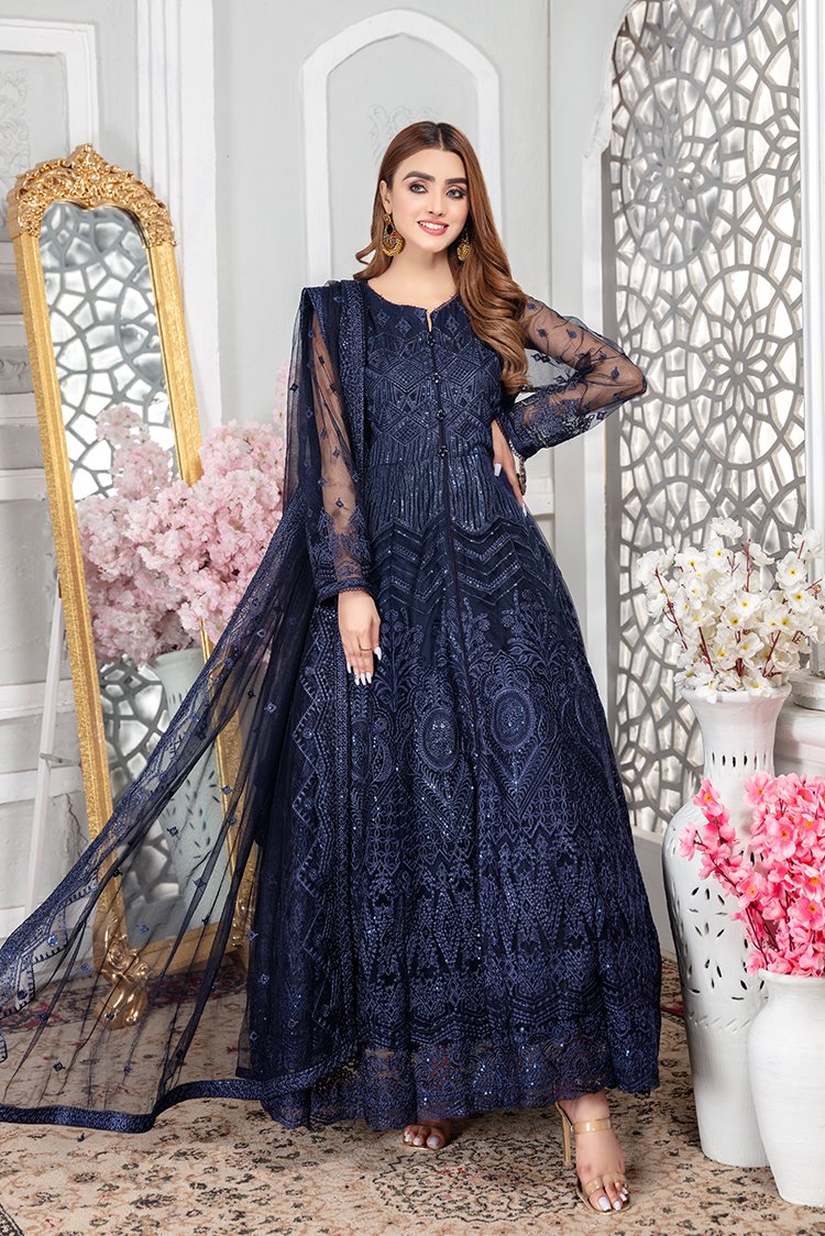 Ellena - Embroidered Net Maxi Dress