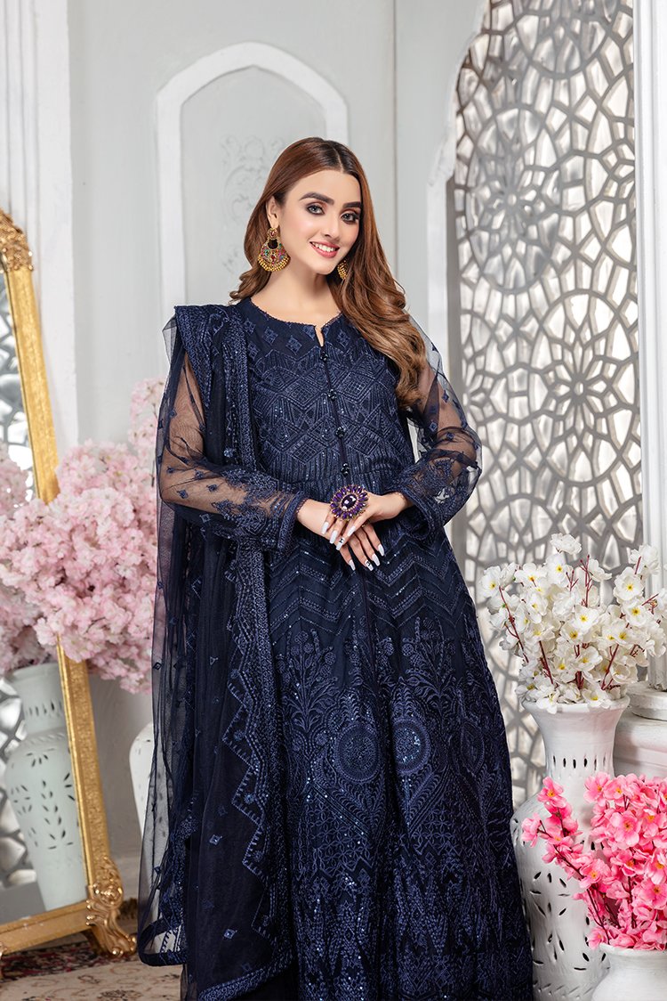 Ellena - Embroidered Net Maxi Dress