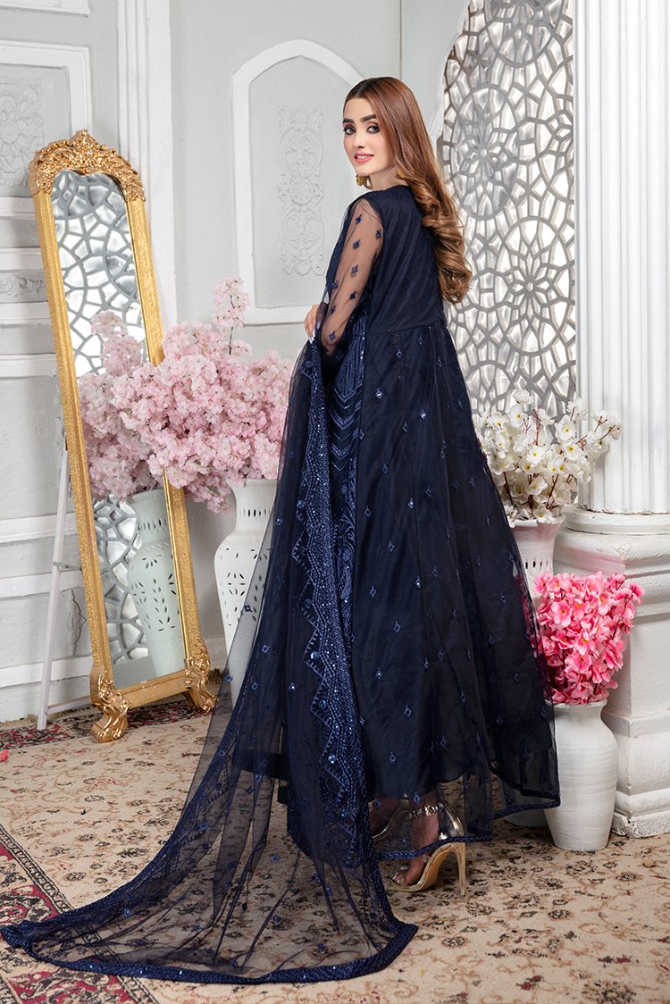 Ellena - Embroidered Net Maxi Dress
