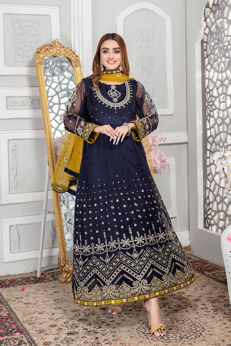 Ellena - 3-PC Stitched Organza Suit