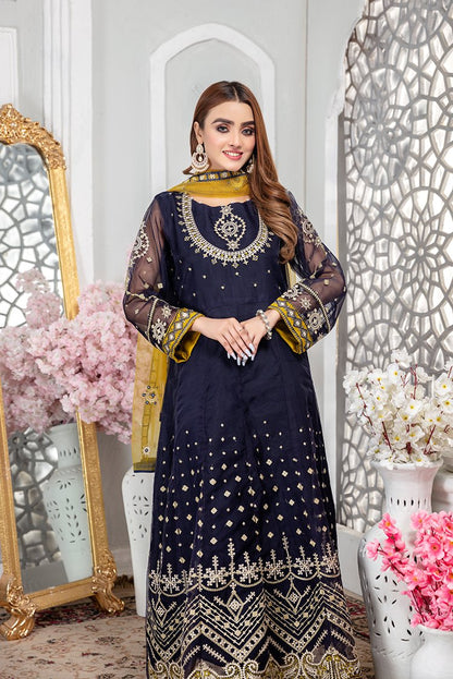 Ellena - 3-PC Stitched Organza Suit