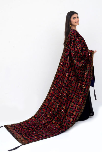 Ellena - Embroidered Velvet Shawl