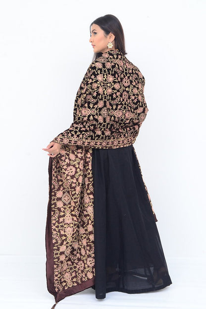 Ellena - Embroidered Velvet Shawl