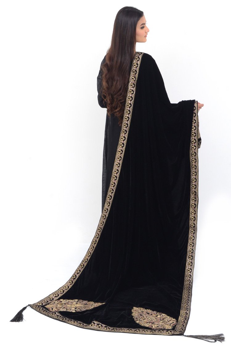 Ellena - Embroidered Velvet Shawl