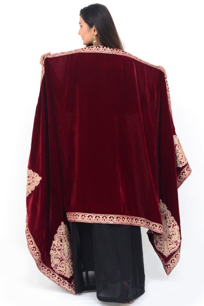 Ellena - Embroidered Velvet Shawl