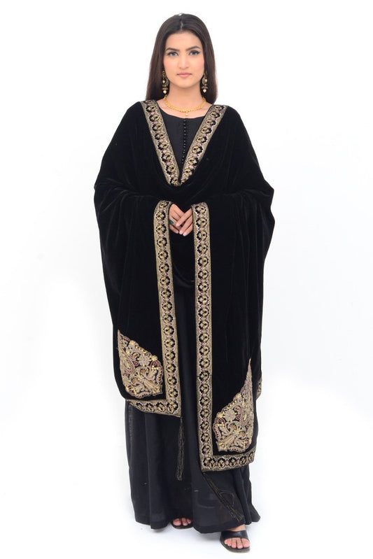 Ellena - Embroidered Velvet Shawl