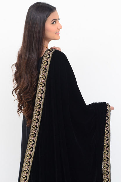 Ellena - Embroidered Velvet Shawl