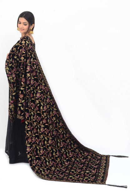 Ellena - Embroidered Velvet Shawl