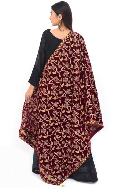 Ellena - Embroidered Velvet Shawl