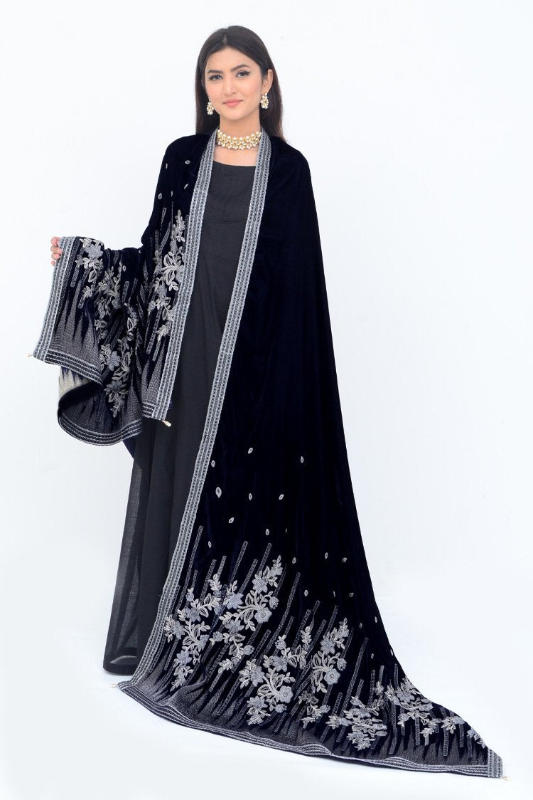Ellena - Embroidered Velvet Shawl
