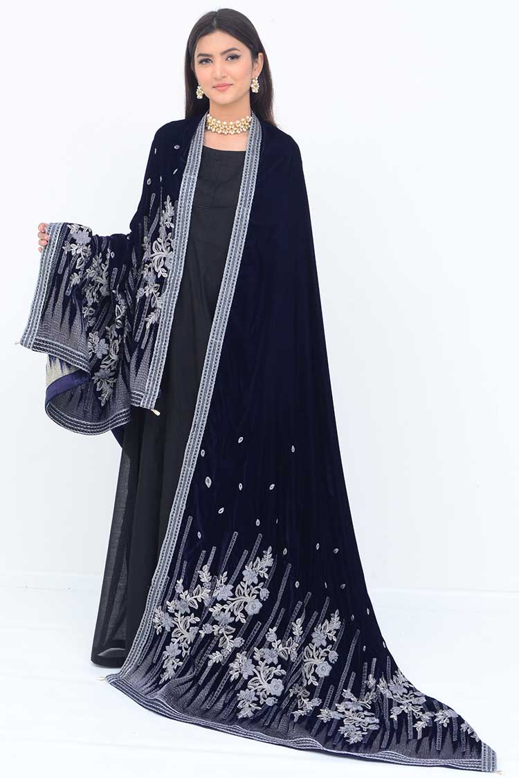 Ellena - Embroidered Velvet Shawl