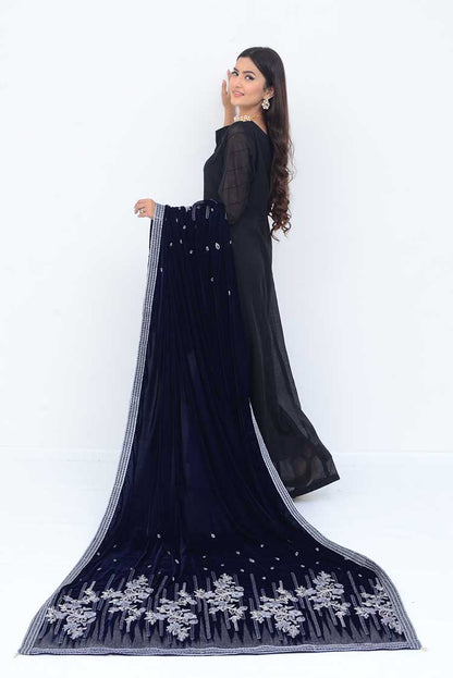 Ellena - Embroidered Velvet Shawl