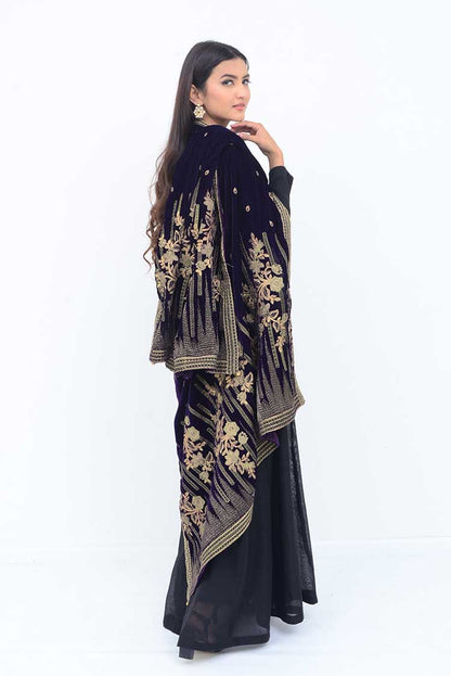 Ellena - Embroidered Velvet Shawl