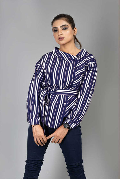 Ellena - Striped Line Goergette Top