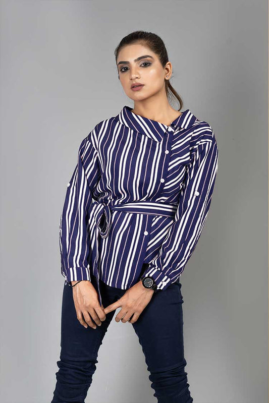 Ellena - Striped Line Goergette Top