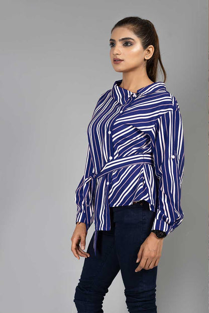 Ellena - Striped Line Goergette Top