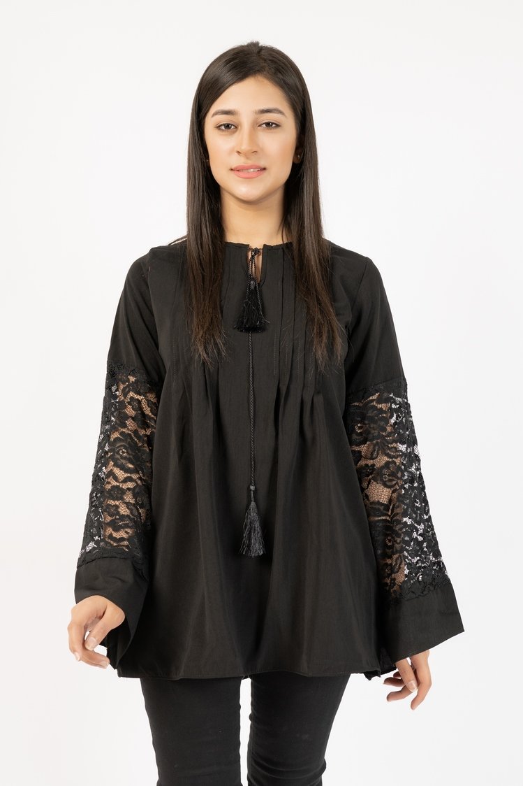 Ellena - Georgette Lace Sleeve Top