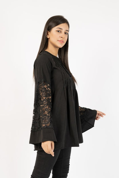 Ellena - Georgette Lace Sleeve Top