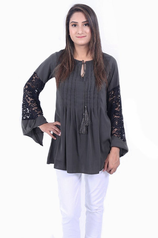 Ellena - Goergette Lace Sleeve Top