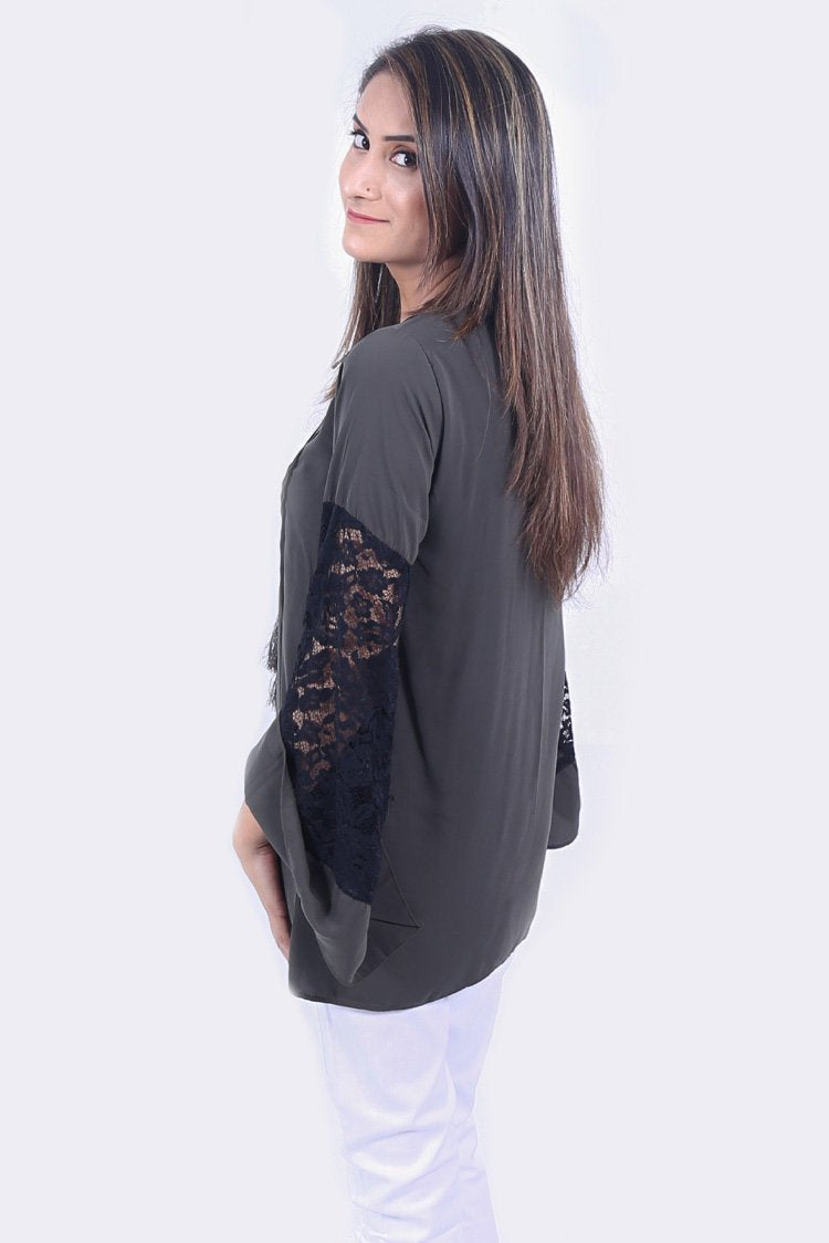 Ellena - Goergette Lace Sleeve Top