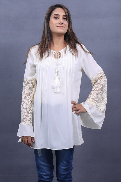 Ellena - Goergette Lace Sleeve Top