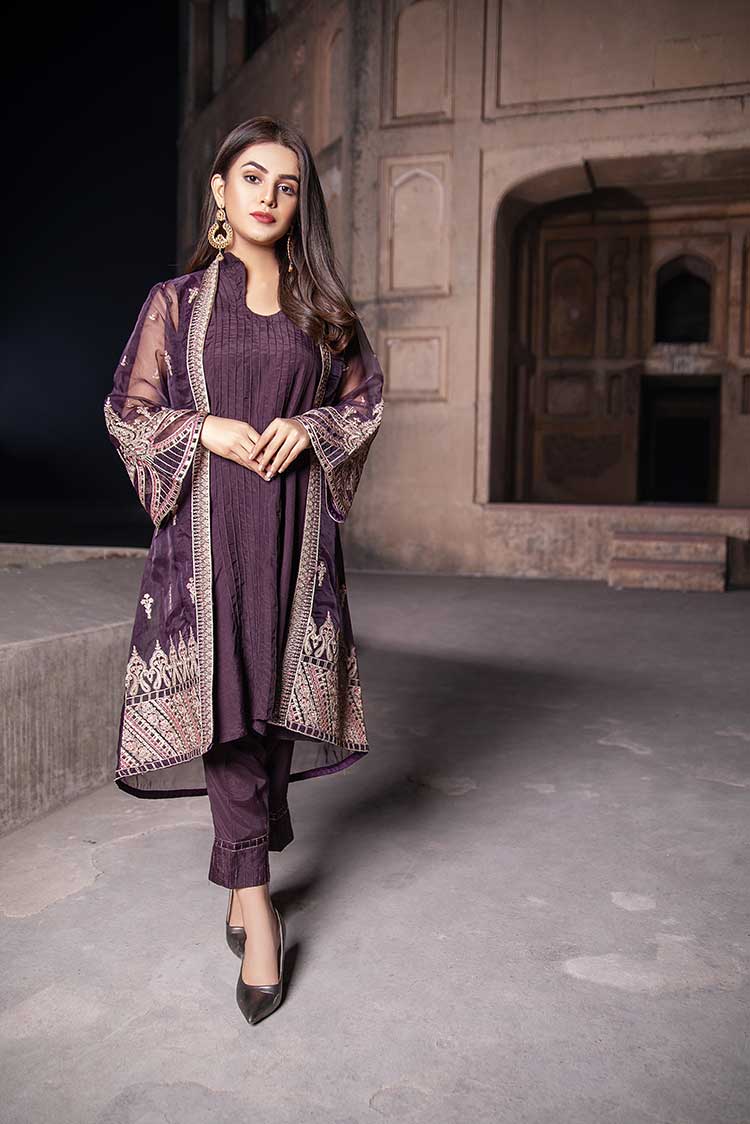 Ellena - 3-PC Stitched Organza Suit