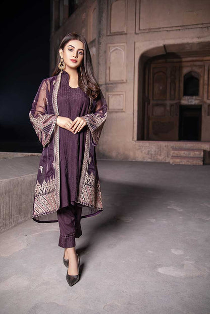 Ellena - 3-PC Stitched Organza Suit