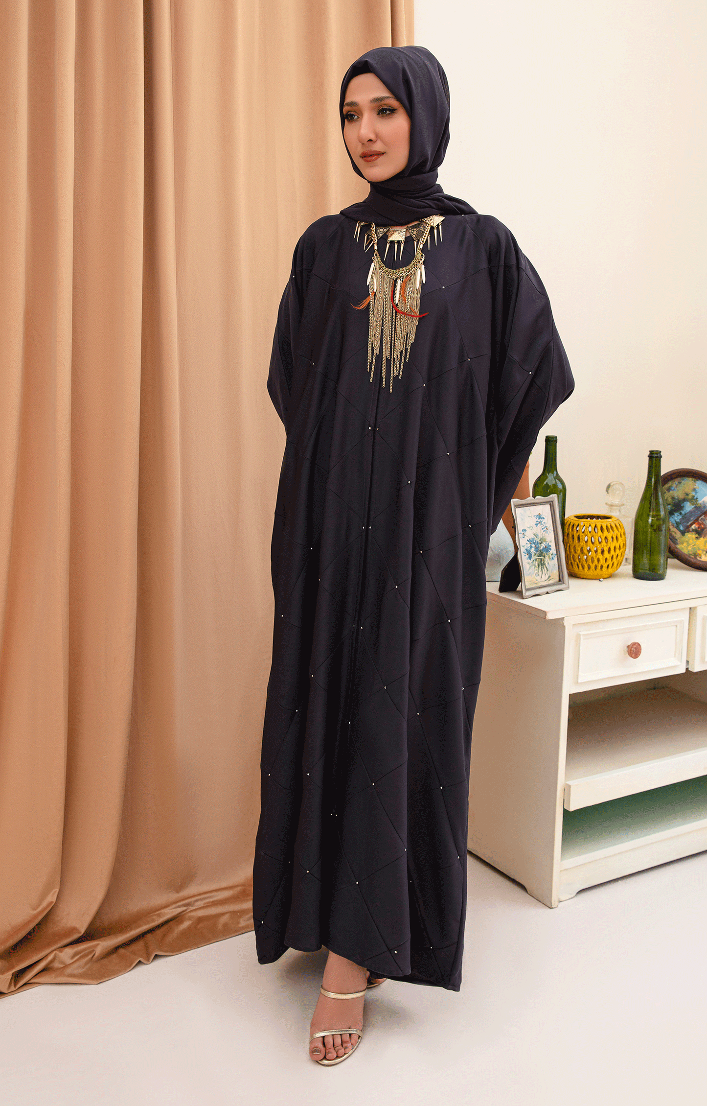 Hareer - MISTY GREY FRONT OPEN ABAYA