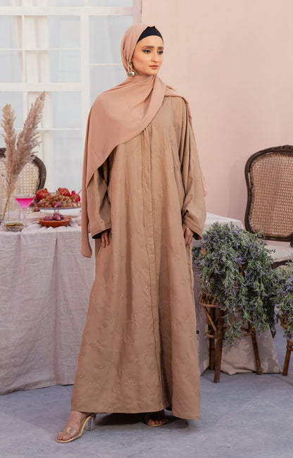 Hareer - IVORY FAWN FRONT OPEN ABAYA