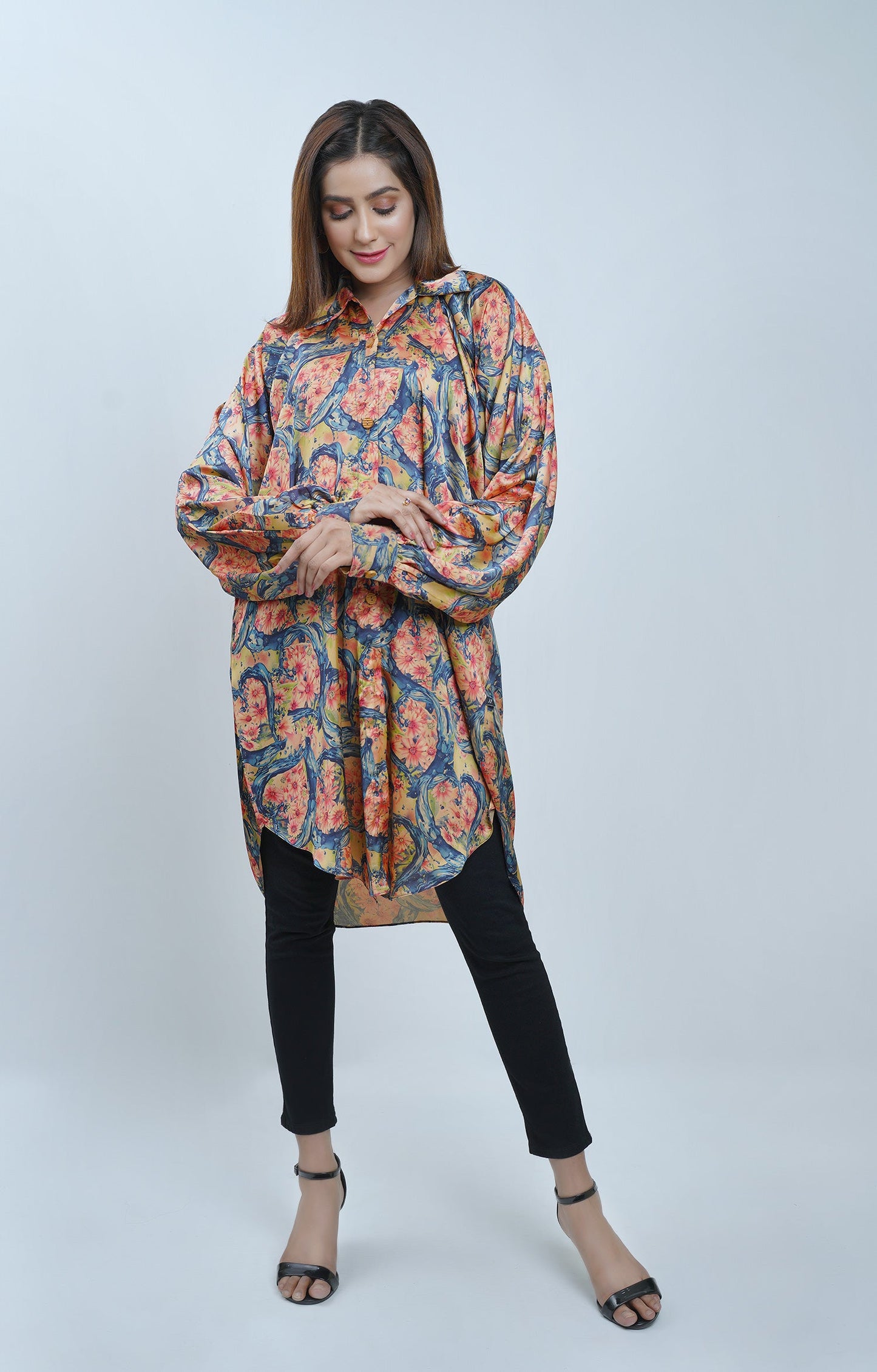 Hareer - Floral Spray Long Shirt Printed