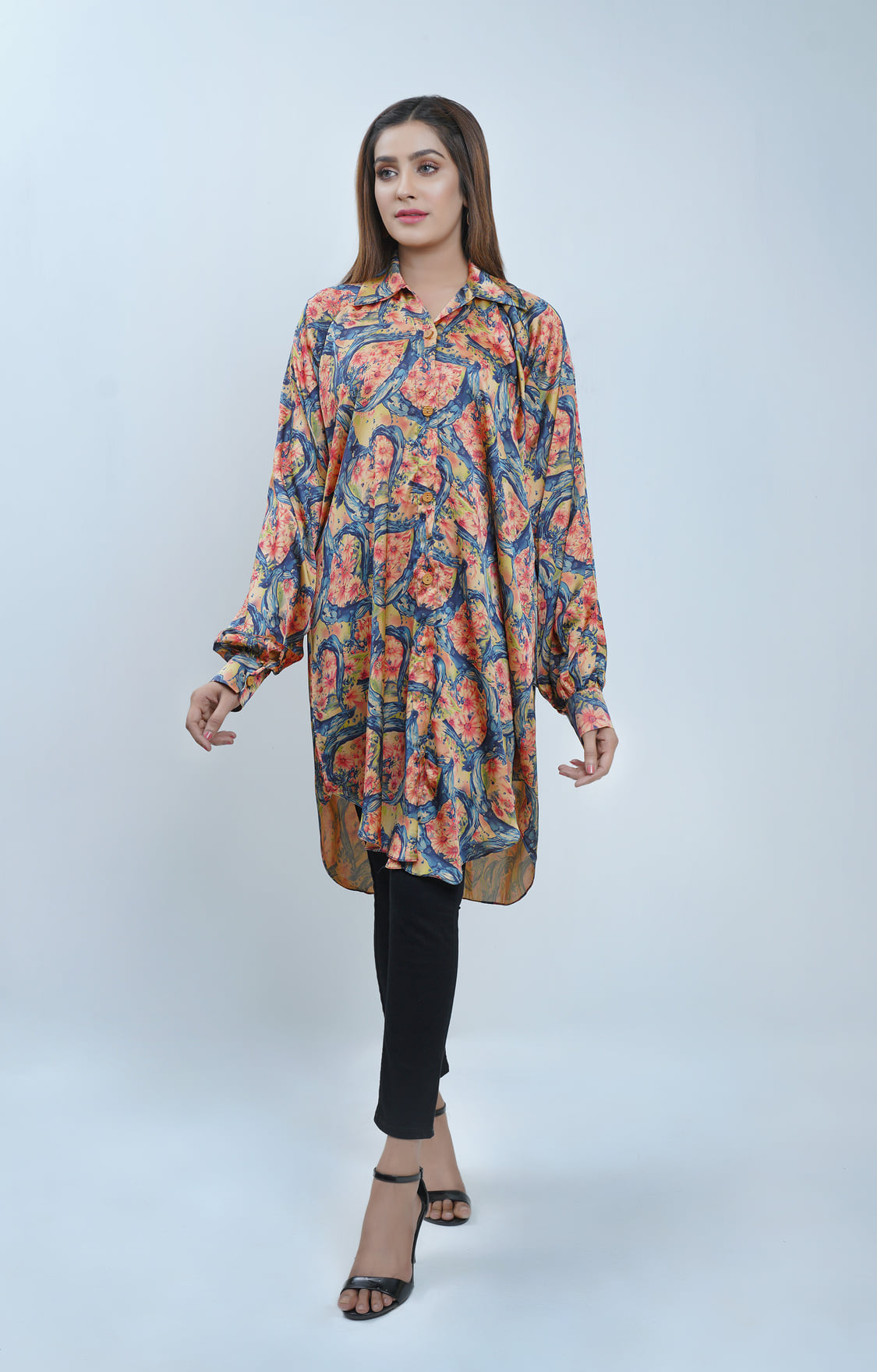 Hareer - Floral Spray Long Shirt Printed